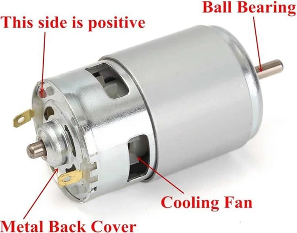 RS775 24V 3000 RPM Güçlü ve Dayanıklı Rulmanlı DC Motor | Hobi CNC, Matkap, Testere için - 2
