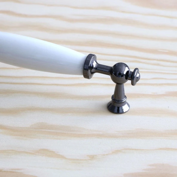 Porselen Füme Beyaz 128 mm Kulp Mobilya Çekmece Mutfak Kulplar Kulbu Dolabı Dolap Kapak Kulpu - Resim 5