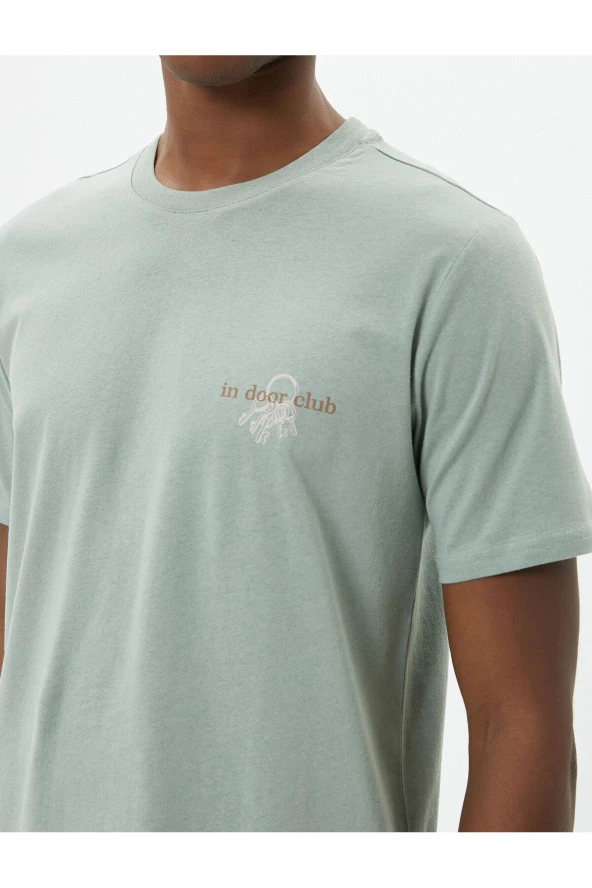 Slogan Baskılı Tişört Slim Fit Bisiklet Yaka Kısa Kollu Pamuklu - Resim 5