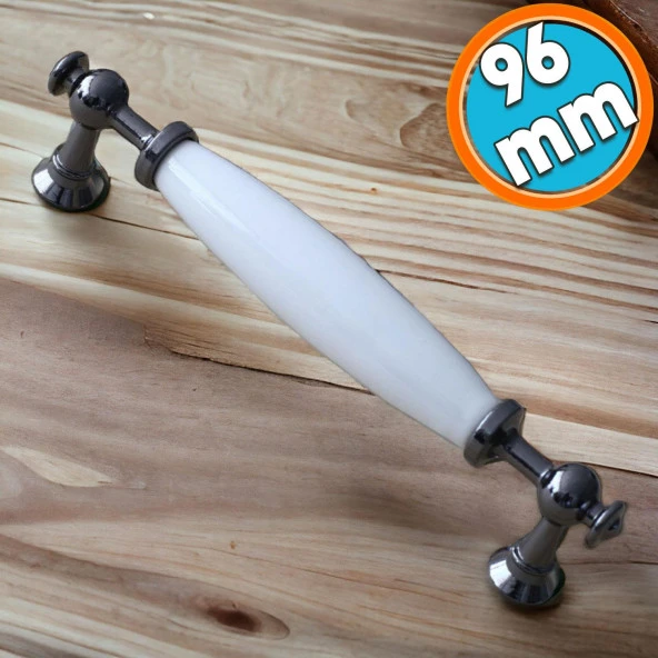 Porselen Füme Beyaz 96 mm Kulp Mobilya Mutfak Kulplar Dolabı Dolap Kapak Kulpu Çekmece Kulbu