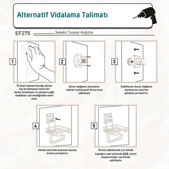 TEKNOTEL YAPIŞKANLI YEDEKLİ TUVALET KAĞITLIK KROM EF275 - 5
