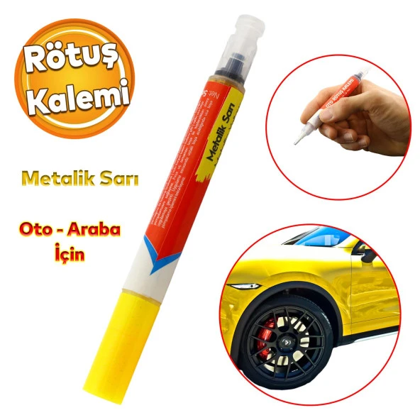 Oto Rötuş Kalemi 5 ML Araç Kaporta Tampon Çizik Giderici Fırça Yenileme Metalik Sarı Renk Boya