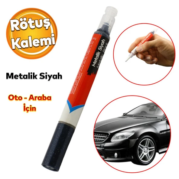 Oto Rötuş Kalemi 5 ML Araç Kaporta Tampon Çizik Giderici Fırça Yenileme Metalik Siyah Renk Boya