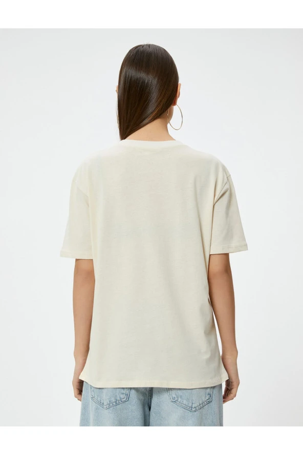 Kolej Tişört Rahat Kalıp Kısa Kollu Bisiklet Yaka Pamuklu - Resim 4