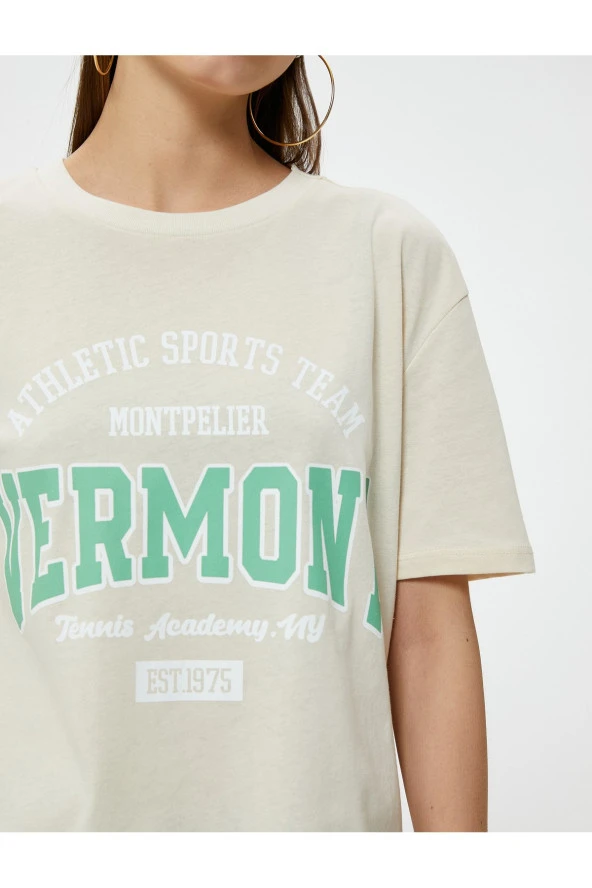 Kolej Tişört Rahat Kalıp Kısa Kollu Bisiklet Yaka Pamuklu - Resim 5