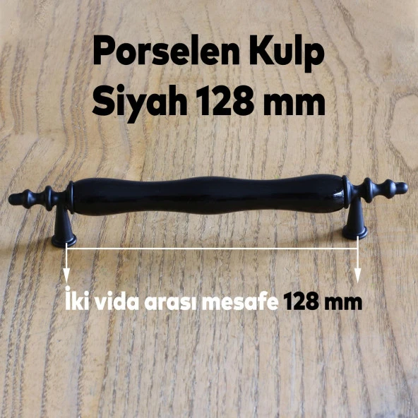 Porselen Siyah 128 mm Kulplar Mobilya Mutfak Dolabı Çekmece Dolap Kapak Kulpu Kulbu - Resim 3
