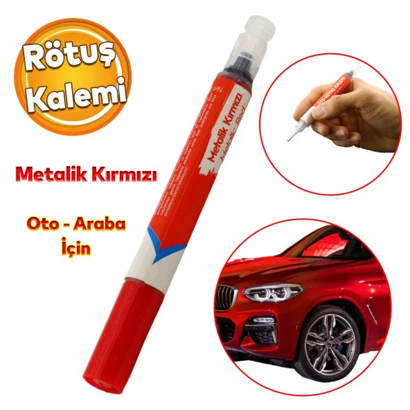 Oto Rötuş Kalemi 5 ML Araç Kaporta Tampon Çizik Giderici Fırça Yenileme Metalik Kırmızı Renk Boya