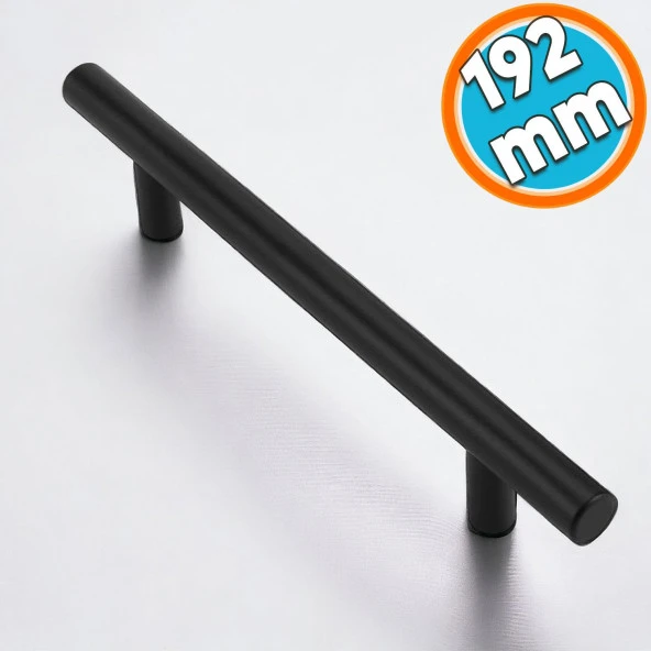 Mobilya Mutfak Çekmece Dolap Kapak Kulpu Kulbu 192 mm Mat Siyah Metal Kulp ürün görseli