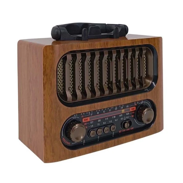 RADYO NOSTALJİ ŞARJLI PİLLİ BT/USB/SD/AUX/FM TELEFON STANDLI CAMERON CM-1966BT Sarı - 1