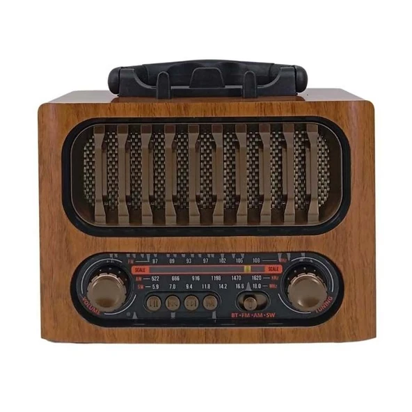 RADYO NOSTALJİ ŞARJLI PİLLİ BT/USB/SD/AUX/FM TELEFON STANDLI CAMERON CM-1966BT Sarı - Resim 4