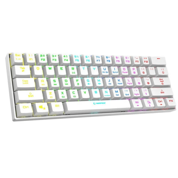 Rampage Kb-Rx63 B-Atom Beyaz Bluetooth Rgb Backlight Brown Switch Mekanik Q 63 Tuşlu Mini Gaming Oyuncu Klavyesi