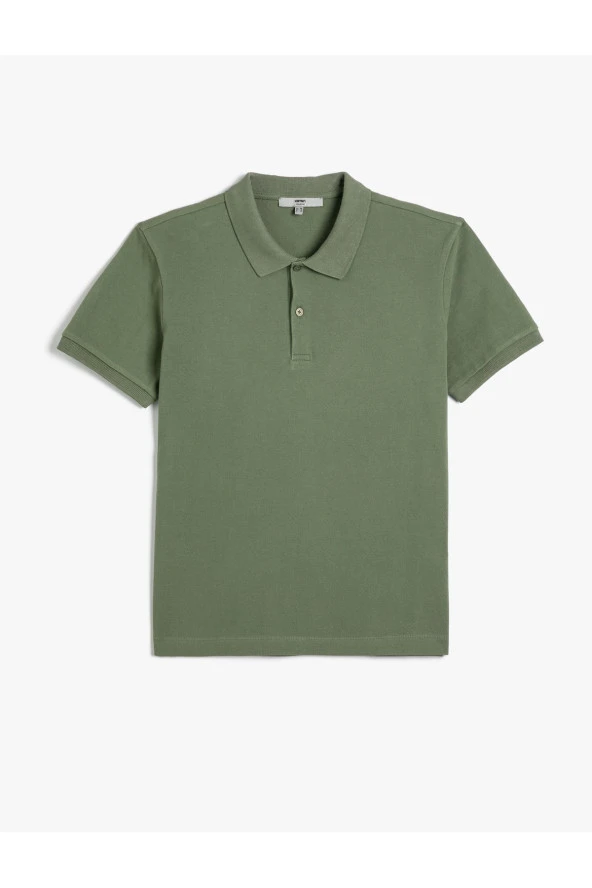 Polo Yaka Tişört Slim Fit Düğmeli Kısa Kollu ürün görseli 1