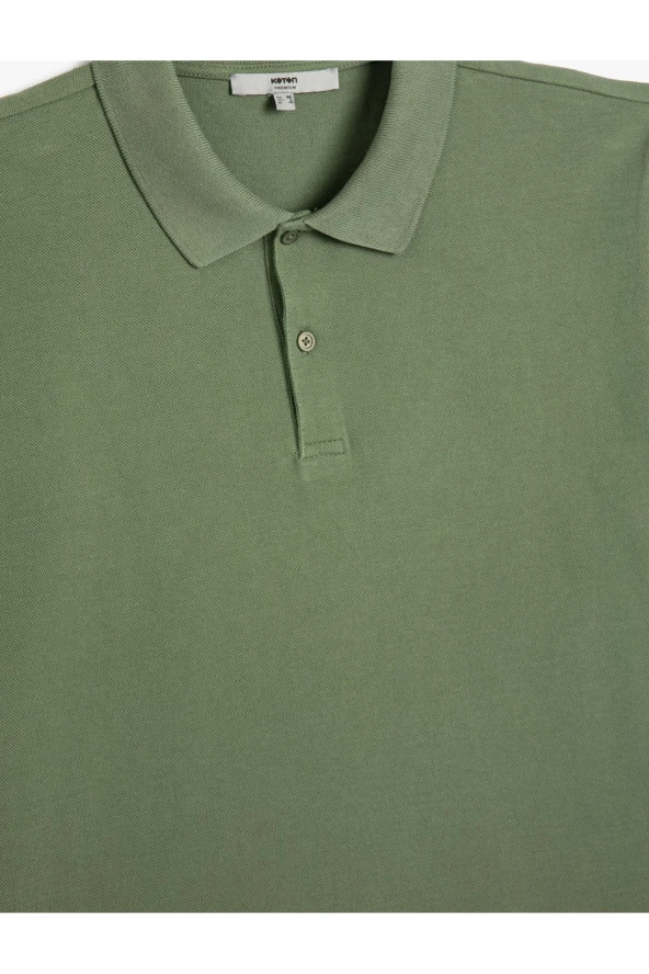 Polo Yaka Tişört Slim Fit Düğmeli Kısa Kollu - Resim 3