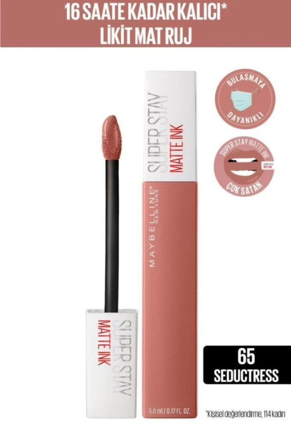 Maybelline New York Stay Matte Ink Unnude Likit Mat Ruj - 65 Seductress - Nude