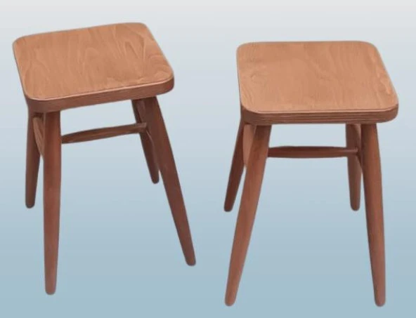Tabure 90379 Kayın Ayak Güçlendirilmiş Bağlantı Papel Oturum Ceviz 2Adet El Yapım - 5