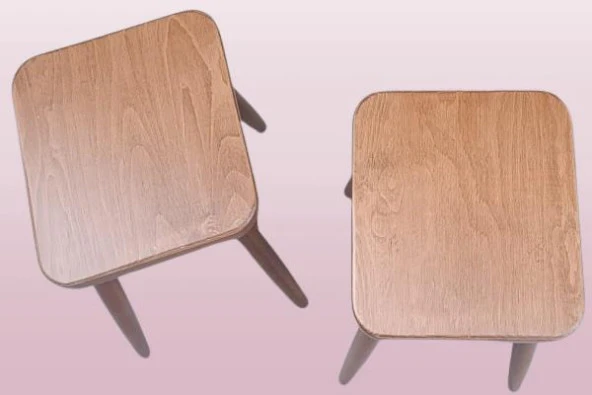 Tabure 90379 Kayın Ayak Güçlendirilmiş Bağlantı Papel Oturum Ceviz 2Adet El Yapım - 7