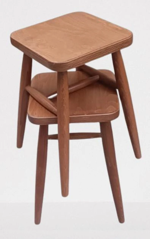 Tabure 90379 Kayın Ayak Güçlendirilmiş Bağlantı Papel Oturum Ceviz 2Adet El Yapım - 8