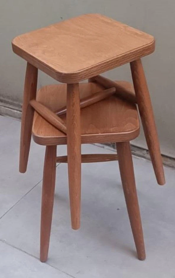 Tabure 90379 Kayın Ayak Güçlendirilmiş Bağlantı Papel Oturum Ceviz 2Adet El Yapım - 11
