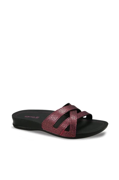 Ceyo 9942-1 Gecme Bant Altın Kadın Terlik Bordo