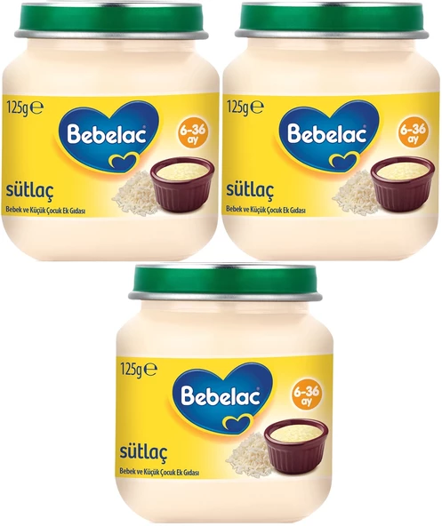 Bebelac Kavanoz Maması Püre 125GR Sütlaç (3 Lü Set)