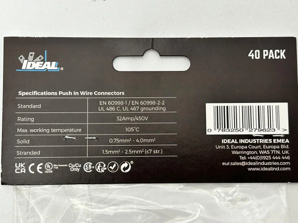 Ideal 2 Port Tel Konnektörü 32 Amp / 450V (40lı Paket) - Resim 5