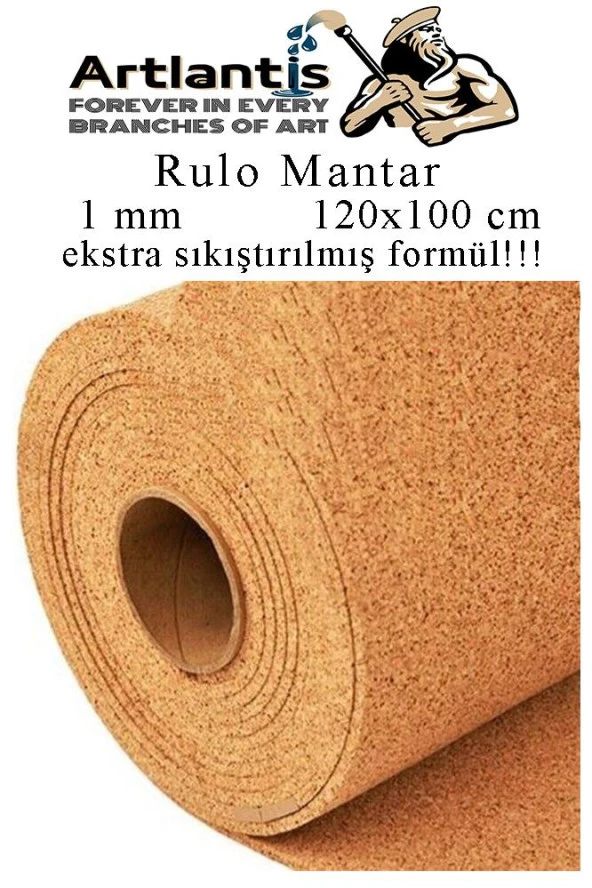 Rulo Mantar 1 mm 120x100 cm 1 Adet 1 mm Kalınlığında 120x100 cm Rulo Mantar Pano
