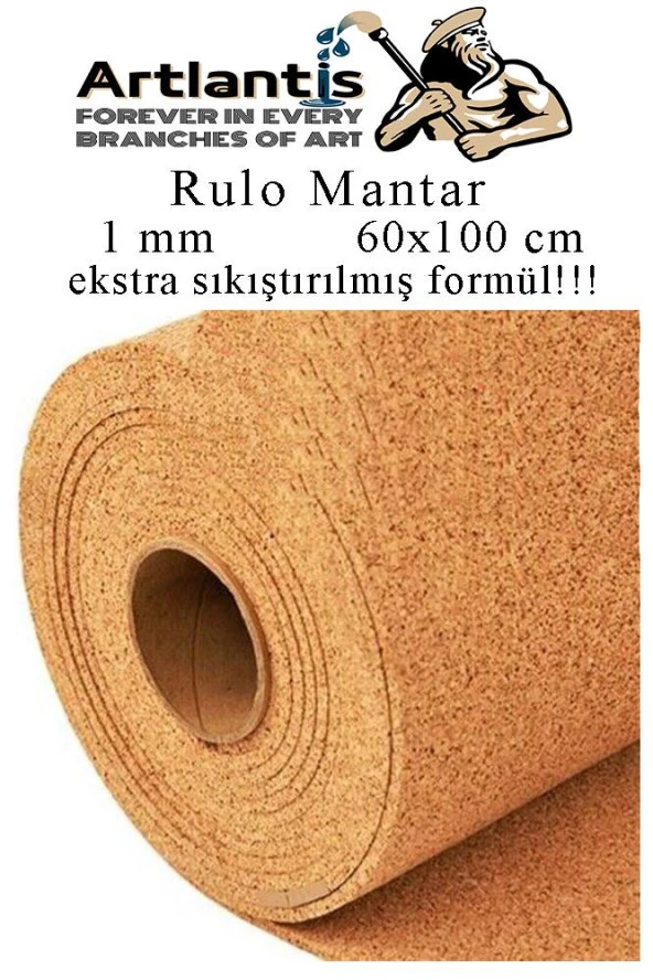 Rulo Mantar 1 mm 60x100 cm 1 Adet 1 mm Kalınlığında 60x100 cm Rulo Mantar Pano