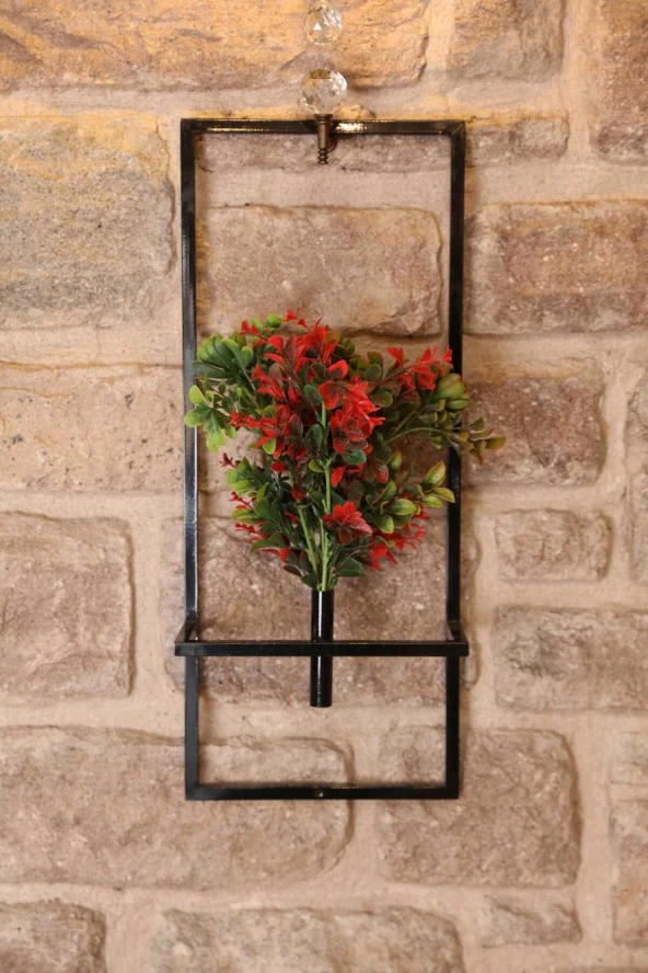 Dekoratif Metal Saksıda Yapay Çiçek Aranjman Duvar Saksısı DDS-M200 - 6