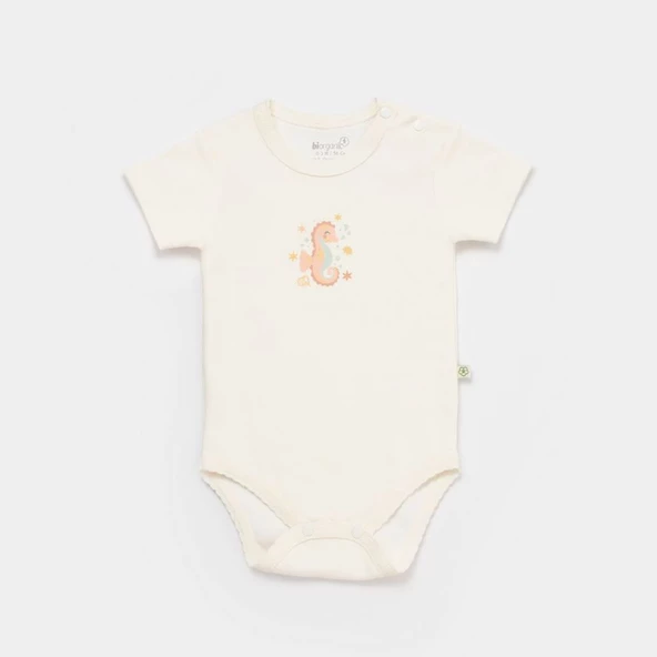 Bibaby Biorganic Save The Seahorse Kısa Kol Body 56994 Bej-Mint