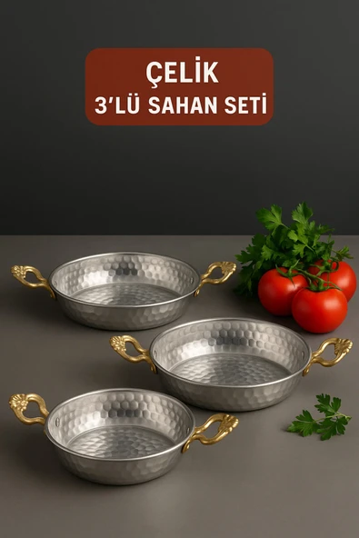 Otantik 3'lü Çelik Omlet Set ürün görseli 1