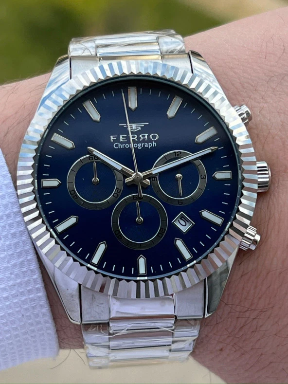 Ferro Çelik Kordon İç Fonksiyonları Aktif Chronograph 30 Mt Su Geçirmez Erkek Kol Saat EFM31289-A3 - Resim 2