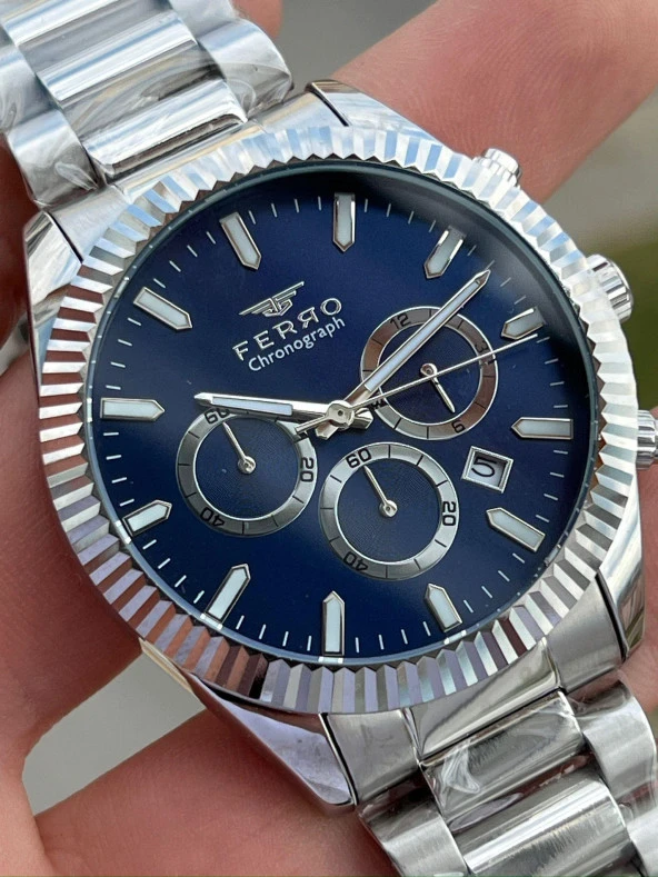 Ferro Çelik Kordon İç Fonksiyonları Aktif Chronograph 30 Mt Su Geçirmez Erkek Kol Saat EFM31289-A3 - Resim 3