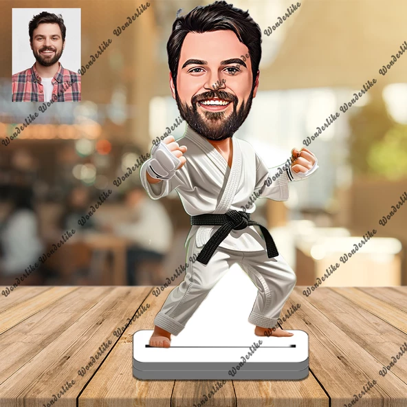 Kareteci Siyah Kuşak 3D Ahşap Biblo,Sevgiliye Hediye,Doğum Günü ürün görseli