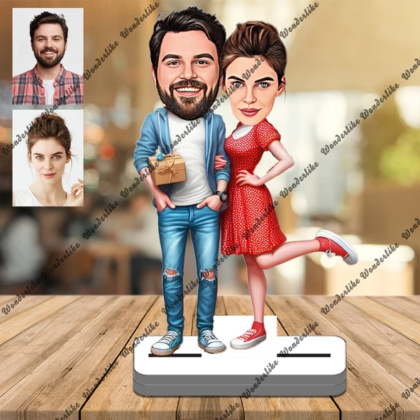 Çift Aile 3D Ahşap Biblo,Sevgiliye Hediye,Doğum Günü Hediyesi - 1