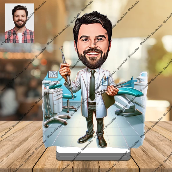 Diş Doktoru 3D Ahşap Biblo,Sevgiliye Hediye,Doğum Günü Hediyesi - 1