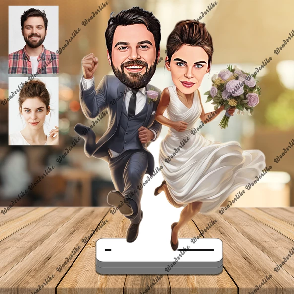 Gelin Damat 3D Ahşap Biblo,Sevgiliye Hediye,Doğum Günü Hediyesi - 1