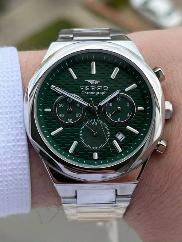 Ferro Çelik Kordon Takvimli 30 Mt Su Geçirmez Erkek Kol Saat EFM31458-A6 - Resim 2