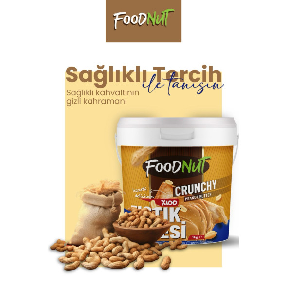 FoodNut %100 Şekersiz Sporcu Dostu Fıstık Ezmesi 1 Kg Şekersiz Yer Fıstığı Ezmesi Proteini Yüksek. - 3