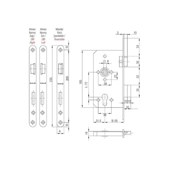 Kale Alman Silindir Yuvalı Kilit 150 - Resim 2