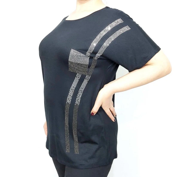 955 Taş Detaylı Büyük Beden Bluz