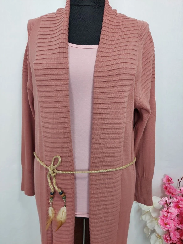 2106 Kemer Detaylı Uzun Triko Hırka - 6