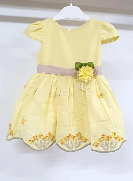 Çiçek Nakışlı Kız Çocuk Elbise ST07219 - 2