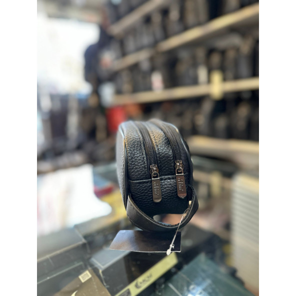 TRG POLO Siyah Flother Sunni Deri El & Portföy Tıraş Ve Makyaj Çantası - Resim 3