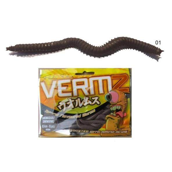 Fladen Vermz Kum Solucanı 01 Renk 9.5cm Lrf Silikon Yem 15'li Paket