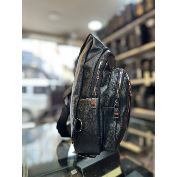 TRG POLO SİYAH  SUNNİ DERİ ÇAPRAZ BEL ÇANTASI - Resim 2