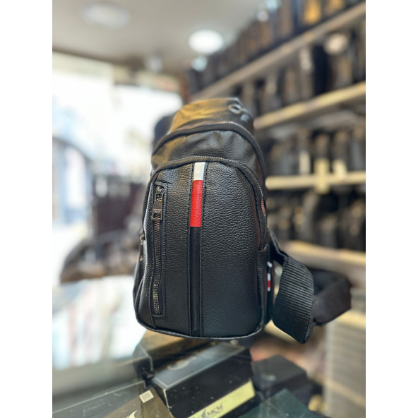 TRG POLO SİYAH  SUNNİ DERİ ÇAPRAZ BEL ÇANTASI - Resim 3