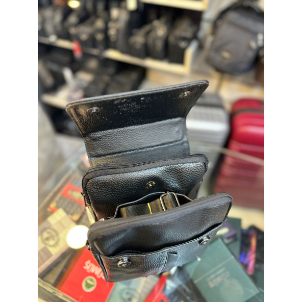 TRG POLO SİYAH  SUNNİ FLOTHER DERİ ERKEK EL OMUZ ÇANTASI ürün görseli 1