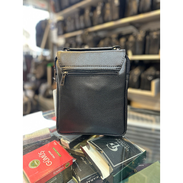 TRG POLO SİYAH  SUNNİ FLOTHER DERİ ERKEK EL OMUZ ÇANTASI - Resim 2