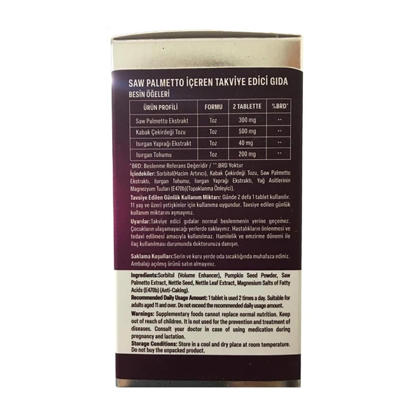 Alftamin Saw Palmetto Takviye Edici Gıda 1000 Mg 60 Tablet - 2