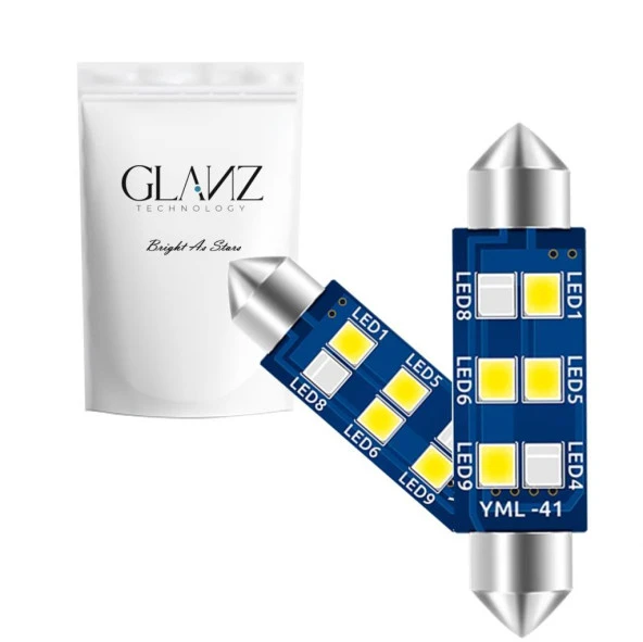 Glanz 41MM Sofit C5W Mavi Sonrasında Beyaz Işık Veren Led Lamba 2 Adet